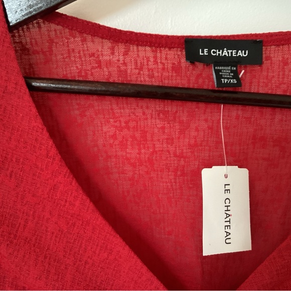 Le chateau Red peplum sheer blouse - Picture 4 of 5